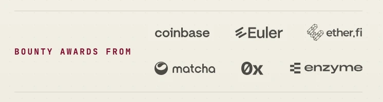 Bounty awards from Coinbase, Euler, ether.fi, Matcha, 0x and Enzyme